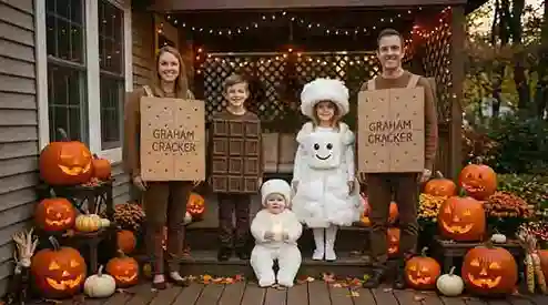 family dressed as S'mores for Halloween
